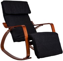 Modernhome Fotel bujany regulowany podnóżek drewniane ramiona