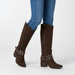 Karino Brązowe Kozaki Stylowe Kowbojki Damskie