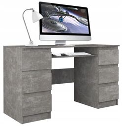 Biurko komputerowe, 6 szuflad, kuba, 130x51x76 cm, beton
