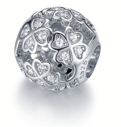 Rodowany srebrny charms do pandora kulka koniczynka lucky