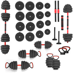 Zestaw ciężarów 6w1 regulowanych sztangielek HMS 40 kg