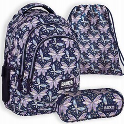 3W1PLECAK Backup Szkolny Wróżki Motyl+piórnik+worek Dziewczynki Pastelowe