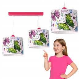 Lampa Wisząca Żyrandol Sufitowa Motyle Różowe Dziecięca Dziewczęca