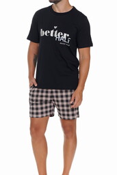 Bawełniana piżama męska Dn-nightwear PMB.5342 czarna