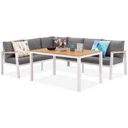 Narożnik ogrodowy ze stołem Zakintos Comida 5 biały