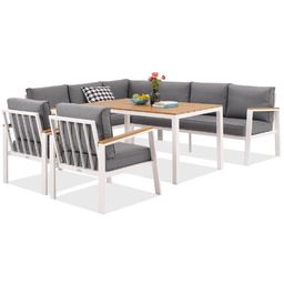 Komplet wypoczynkowy z narożnikiem Zakintos Comida 7 biały