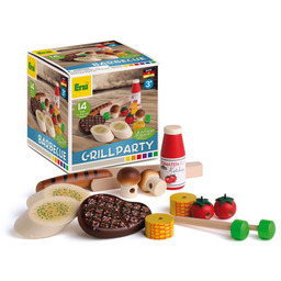 Drewniany zestaw produktów spożywczych do przyjęcia przy grillu