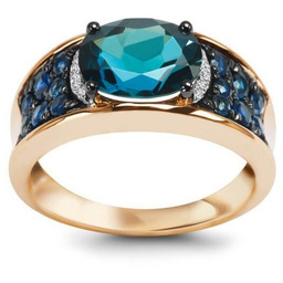 Złoty pierścionek PXD5246 - Topaz błękitny