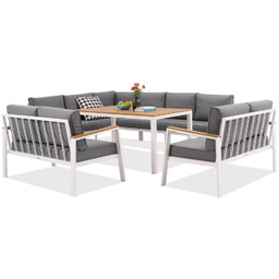 Zestaw ogrodowy z narożnikiem Zakintos Comida 9 biały