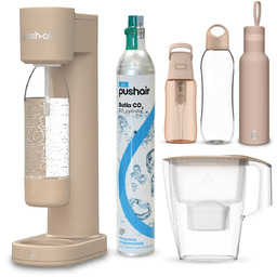 Zestaw saturator PushAir 7 elementów w kolorze cappuccino