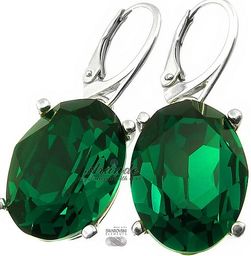 Nowe Kryształy Przepiękne Kolczyki Emerald Srebro