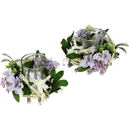 Świecznik na podgrzewacze, świecznik z kwiatami, drewniany świecznik