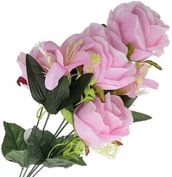 BUKIET RÓŻ I LILII x6 53 CM