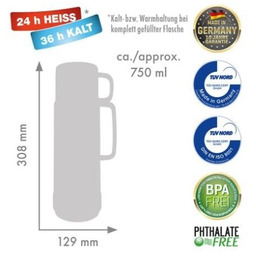 ROTPUNKT TERMOS SZKLANY POJ. 0,750 L, POLAR-EL.-SU
