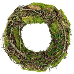 Wieniec z mchem wiklinowy, romantyczna dekoracja, wianek