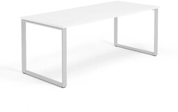 Biurko QBUS, rama O, 1800x800 mm, biały, srebrny