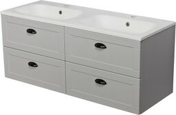 Szafka łazienkowa szara 121cm GREND z umywalką podwójną
