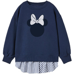Bluza dziewczęca z koszulową wstawką Myszki Minnie Niebieska