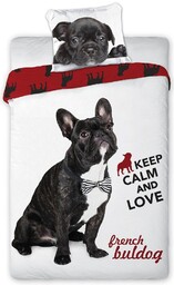 Faro Pościel bawełniana 160x200 Piesek Buldog keep calm