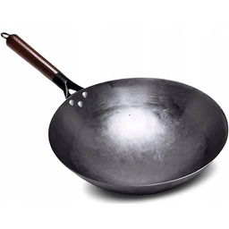 Wok Chiński Kuty Stalowy Patelnia Głęboka Chińska Drewniany