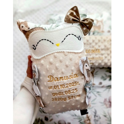 Pakamera Poduszka dekoracyjna SÓWKA SOWA imię dziecka metryczka