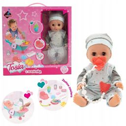 Lalka Tosia Z Wanienką W Szaro-niebieskim Ubranku