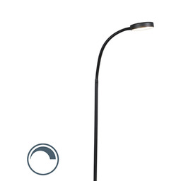 Nowoczesna lampa podłogowa czarna z wbudowanym LED, regulowana