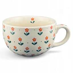 Filiżanka duża, kubek 450 ml Kwiatki czerwone dek.