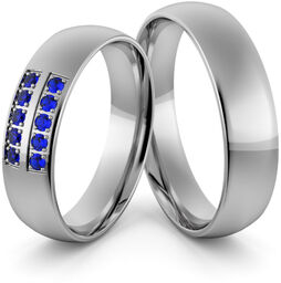 Obrączki ślubne palladowe 5 mm z szafirami -