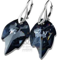 Kryształy Exclusive Piękne Kolczyki Night Leaf