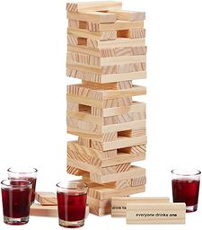 Relaxdays Wieża ruchoma gra "Drunken Tower", drewniana wieża