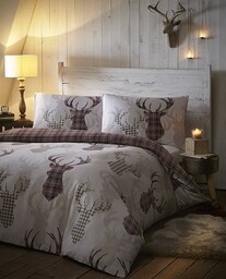 DE CAMA Komplet pościeli Design jeleń w kratę