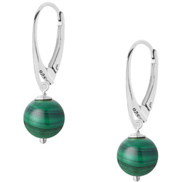 Srebrne kolczyki z naturalnym malachitem