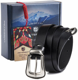 Skórzany pasek damski z ozdobną klamrą - Peterson