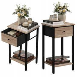 Stolik Nocny Komoda Szafka Szufladą Półką Jasny Brąz