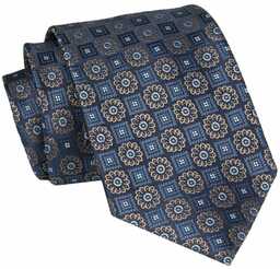 Męski Krawat - Granatowy w Geometryczny Wzór -