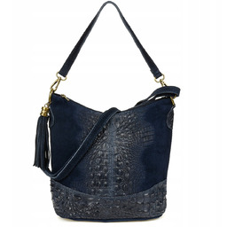 Torebka skórzana zamszowa CROCO listonoszka 2paski