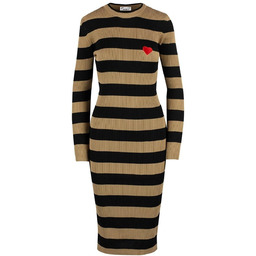 Elegancka sukienka prążkowana w pasy z sercem LOVE