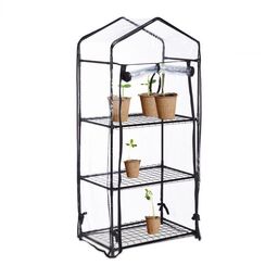 Przezroczysta mini szklarnia do roślin 126x59x37cm, czarna