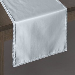 Eurofirany Obrus bieżnik 35x140 Savona srebrny z koronką