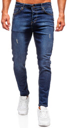 Granatowe spodnie jeansowe męskie regular fit Denley 6760