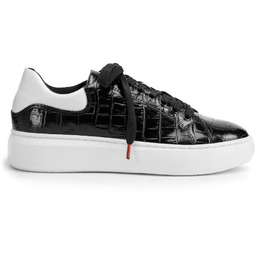Damskie sneakersy z lakierowanej skóry o krokodylej fakturze