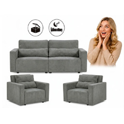 Zestaw wypoczynkowy sofa 2 kanapa fotele jasny niebieski