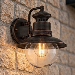 Zewnętrzna Lampa Lindby, EDDIE, ściemnialny, brąz rdzawy, balkon,
