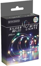CHRISTMAS DECORATION Lampki drucik 80 LED Multicolor Bateryjne