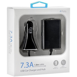 Rozdzielacz Ładowarka Samochodowa dla Pasażerów 4x USB 1.8m