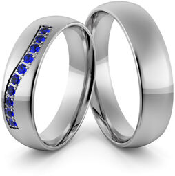 Obrączki ślubne palladowe 5 mm z szafirami -