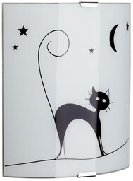 Brilliant Szklany kinkiet dziecięcy Cat 05910/75 kot czarny