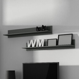 Zestaw 2 półek wiszących szarych mat 125 x