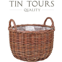 OKRĄGŁY KOSZ WIKLINOWY Z UCHWYTAMI 35x35x23/30 cm